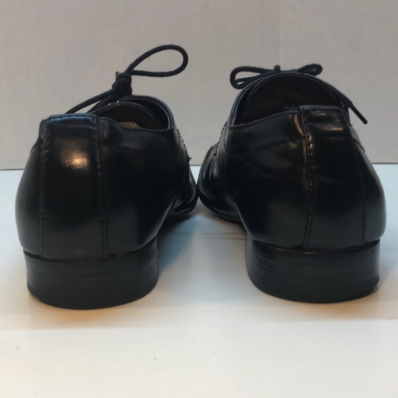 Hugo Vitelli Black SquareToe Lace-up Shoes Size 7 - Picture 5 of 8